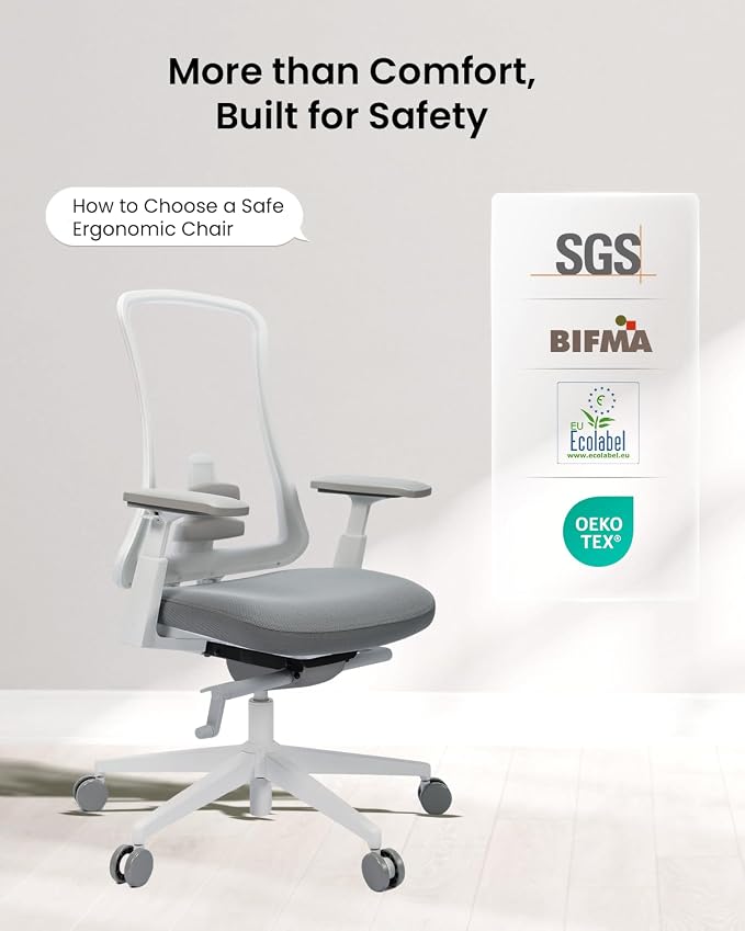 ProtoArc Ergonomic Office Chair - Flexer Pro Mesh Desk Chair with Lumbar Support for Women, Slide Seat & 4D Armrests, Tilt Lock | Stylish & Comfortable for Home Office, Computer Work - White