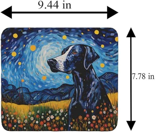 Starry Night Dog Mouse Pad for Home Office Gaming Working Desk Computer Desktop Accessories Non-Slip Rubber Mouse Pad for Dog Lovers (Great Dane)