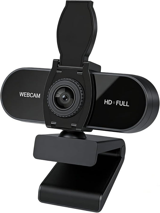 4K HD Webcam with Microphone, Noise Cancellation, Privacy Cover, Wide-Angle Lens, Auto Light Correction, Plug & Play USB Webcam for Laptop, Desktop, PC, Mac, Zoom, Skype, Streaming