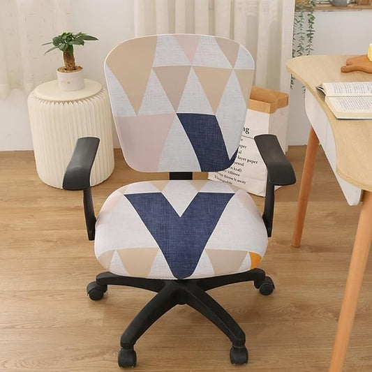 Jinzio Computer Office Chair Cover - Split Protective & Stretchable Cloth Polyester Universal Desk Task Chair Chair Covers Stretch Rotating Chair Slipcover (Geometry)