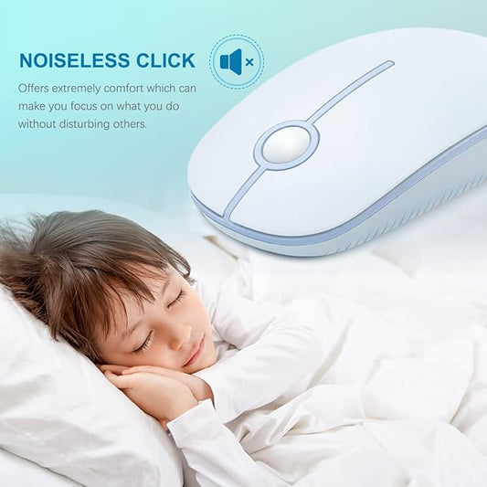 VssoPlor Wireless Mouse, 2.4G Slim Portable Computer Laptop Mouse with Nano Receiver Quiet Silent Optical Mice for Notebook, PC, Laptop, Computer-Light Blue