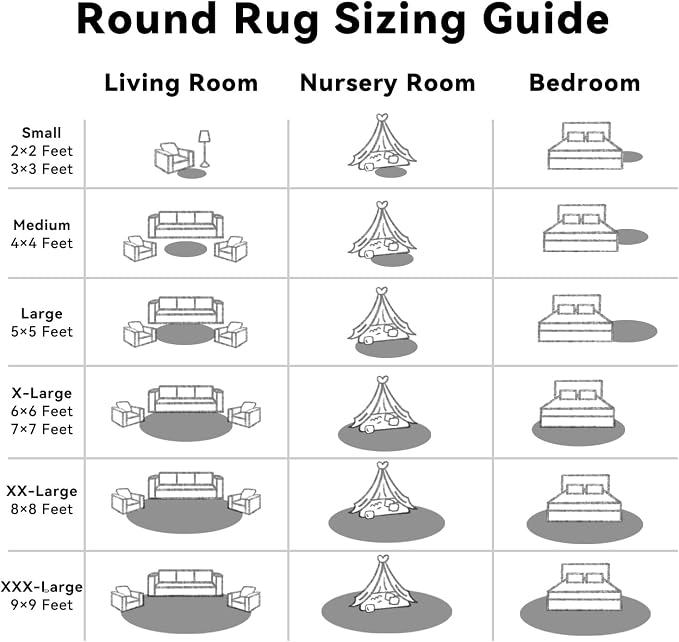 OLANLY Black Round Rugs for Bedroom - Machine Washable, 7 ft Circle Area Rugs for Living Room, Soft and Fluffy Shaggy Carpet for Teen Girls and Boys, Nursery Rooms, Dorms, Home Decor Aesthetic