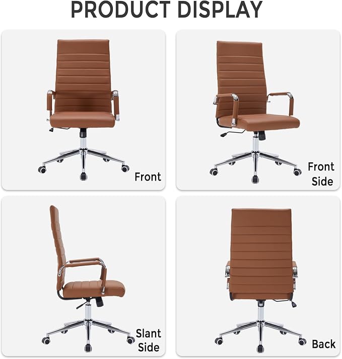 Sidanli Office Desk Chairs with Wheels, Executive Swivel Rolling Faux Leather Conference Chair with Comfortable Lumbar Support for Home Office(High Back, Brown)