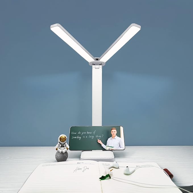 LuxLumin Blue Desk Lamp for Home Office,Portable Small Desk Lamp with 3 Lighting Modes, Battery Operated Rechargeable Desk Light for Kids, Reading,Studying,Dormitory,Blue