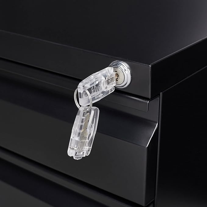3-Drawer Mobile File Cabinets Black File Cabinet Under Desk Metal Filing Cabinet Rolling Metal Filing Cabinet for Legal and Letter Files with Anti-Tilt Design with Locking Fully Assembled (Black)