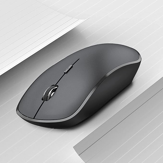JOYACCESS Rechargeable Wireless Mouse for Laptop, J Silent Portable Cordless Mouse for Laptop with USB Nano Receiver and High Precision 2400 DPI-Black