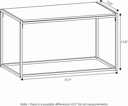 Furinno Camnus Coffee Table, Metal Frame Rustic Brown Coffee Table, Rectangular Wide Side Table, Easy Assembly, for Living Room, Bedroom, Home Office, Brown Walnut