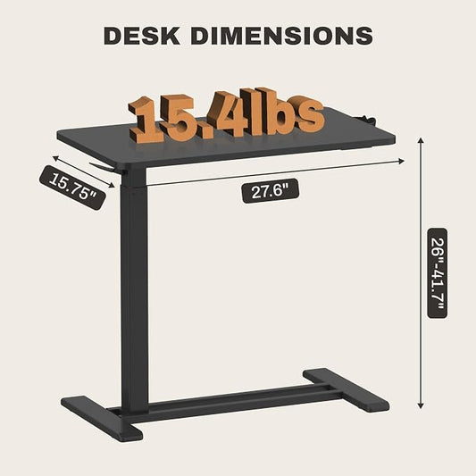 SANODESK Adjustable Overbed Bedside Table Pneumatic Adjustable Height Laptop Computer Standing Desk Cart with Tray, Hospital and Home Use(23.6" W x 13.8" D,Maple)