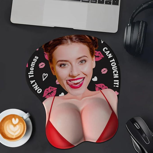 Only You Can Touch - Personalized Custom 3D Mouse Pad, Only He Can Touch It Mouse Pad, Custom Face Funny & Naughty Personalized Photo 3D Pads, Adult Jokes Gifts for Couple Coworker Troll