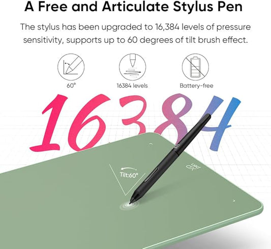 XPPen Deco 01 V3 10x6 Drawing Tablet | 16K Pressure Pen | Battery-Free Stylus | 8 Hotkeys | for OSU Gaming & Teaching | PC/Mac/Android/ChromeOS Compatible | Green