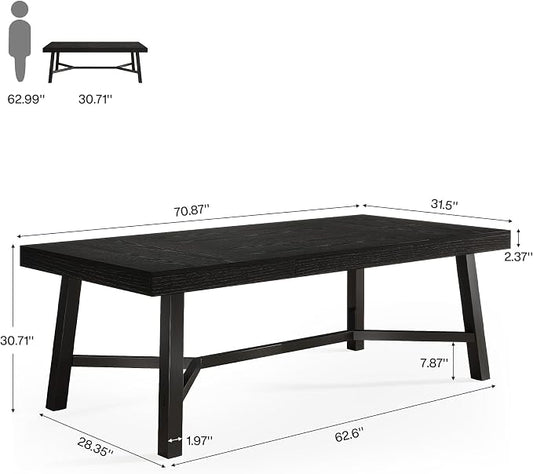 Tribesigns 71-Inch Executive Desk, Farmhouse Office Computer Desk with Sturdy Leg Structure, Rectangular Writing Table Business Furniture for Home Office, Black