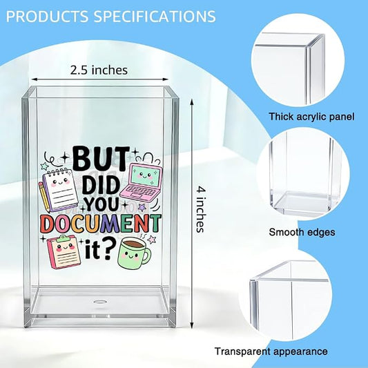 But Did You Document It Acrylic Organizer Pencil Pen Holder, HR Humor Office Desk Accessories Holder, Funny Office Decor Gifts for Women Human Resources Accountant Programmer Graphic Coworker