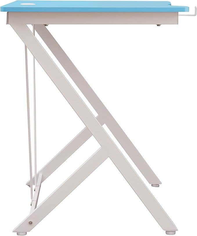 32" W Small Gaming Desk with Cup and Headphone or Backpack Holder, Kids Desk for Bedroom and Cable Management, Blue