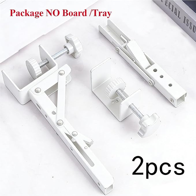 Under Desk Keyboard Tray Support Bracket Adjustable Desktop Extension Board Stand Clamp-on Keyboard Holder Arm Rest Tray Extension Plate Support Rack for Desk, NO Board/Tray, 1 Set (Style02-White)