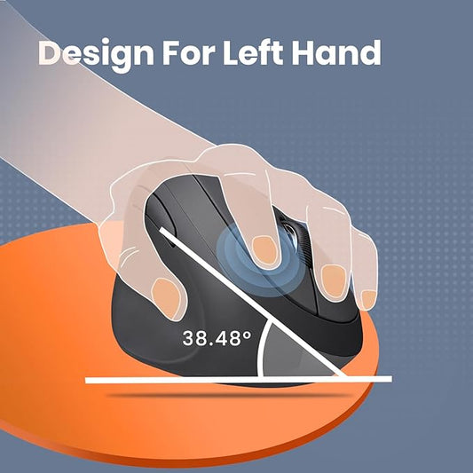 Perixx Perimice-719L, Left Handed Wireless Vertical Mouse, Portable Size for Laptops Computer, 3 Level DPI