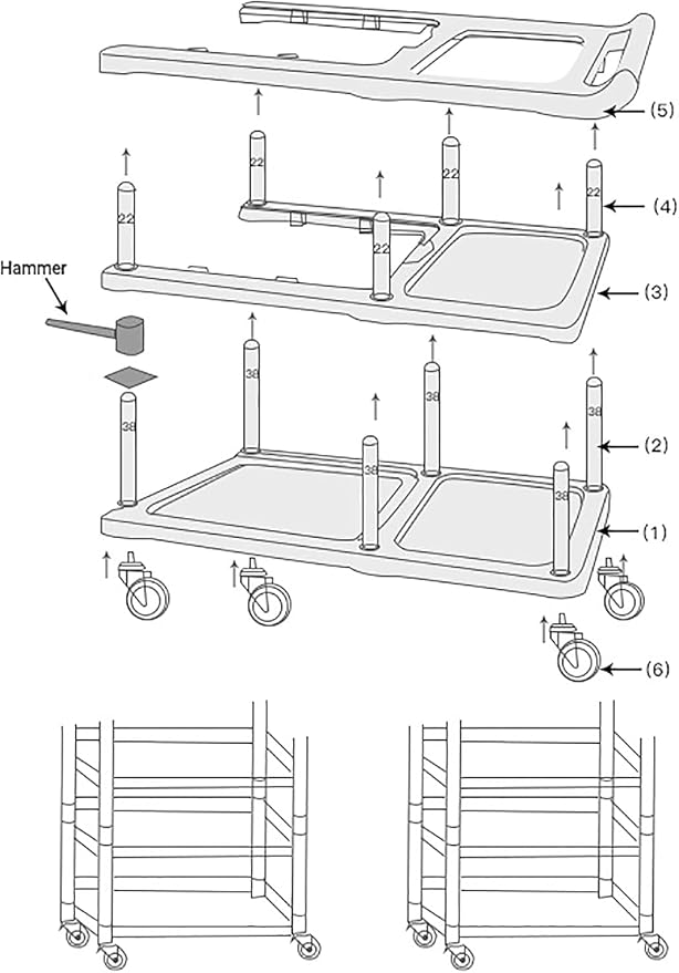 3 Tier Utility Cart Heavy Duty 330lbs Capacity Rolling Service Cart Utility Carts with Wheels Storage Cart Restaurant Supplies Great for Hotel,Kitchen,Laundry Room,Siz:41x18.3x37
