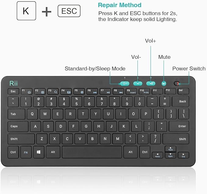 Rii RKM709 2.4 Gigahertz Ultra-Slim Wireless Keyboard and Mouse Combo, Multimedia Office Keyboard for PC, Laptop and Desktop,Business Office(Black)-New