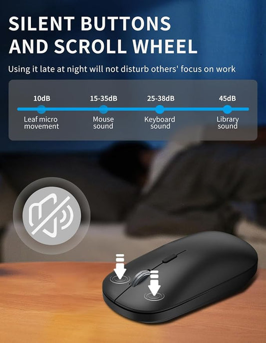 2.4G 2ireless Mouse is Suitable for Laptops PC、MacBook、Chromebook, Portable Optical Computer, Lightweight Mouse with USB Receiver, Silent Wireless Mouse, 2400 DPI, Black