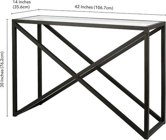 Calix 42'' Wide Rectangular Console Table in Blackened Bronze
