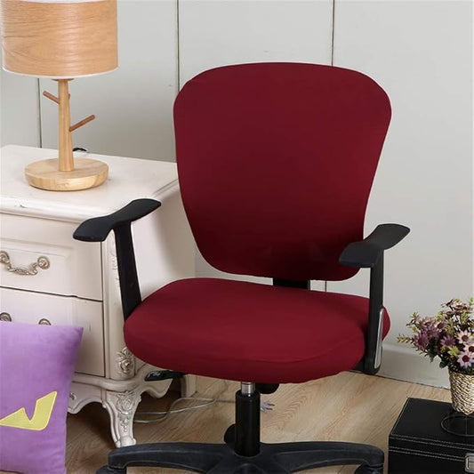 Jinzio Computer Office Chair Cover - Split Protective & Stretchable Cloth Polyester Universal Desk Task Chair Chair Covers Stretch Rotating Chair Slipcover, Burgundy