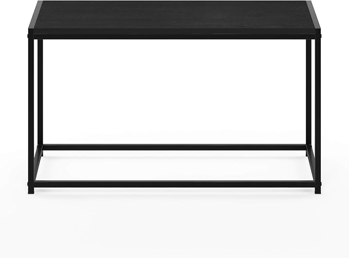 Furinno Camnus Coffee Table, Metal Frame Black Coffee Table, Rectangular Wide Side Table, Easy Assembly, for Living Room, Bedroom, Home Office, Dark Americano