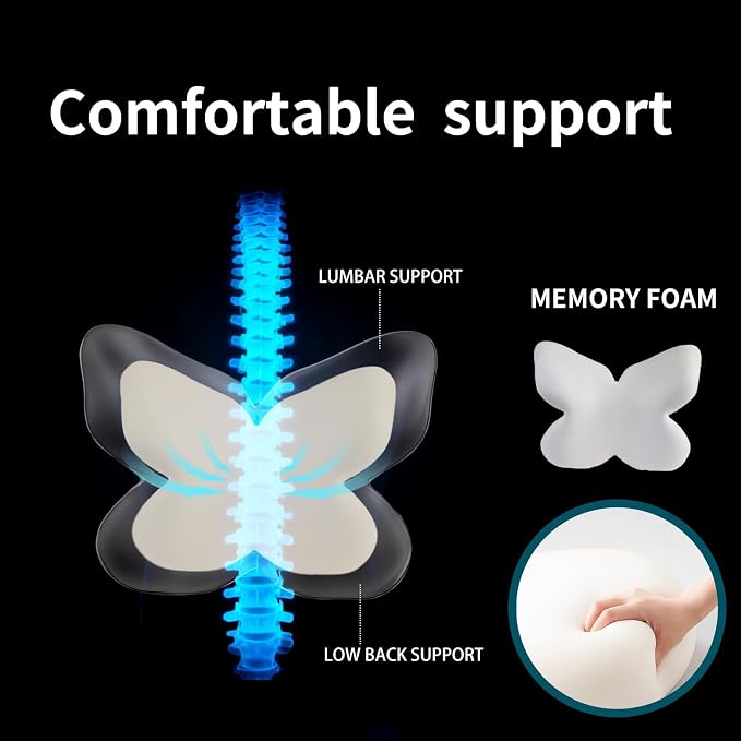 Memory Foam Lumbar Support Pillow,Back Support for Office Chair,Back Pillow for Chair,Ergonomic Lower Back Cushion for Desk Chair,Computer Chair,Gaming Chair and Car Seat,Washable Cover(Pink)