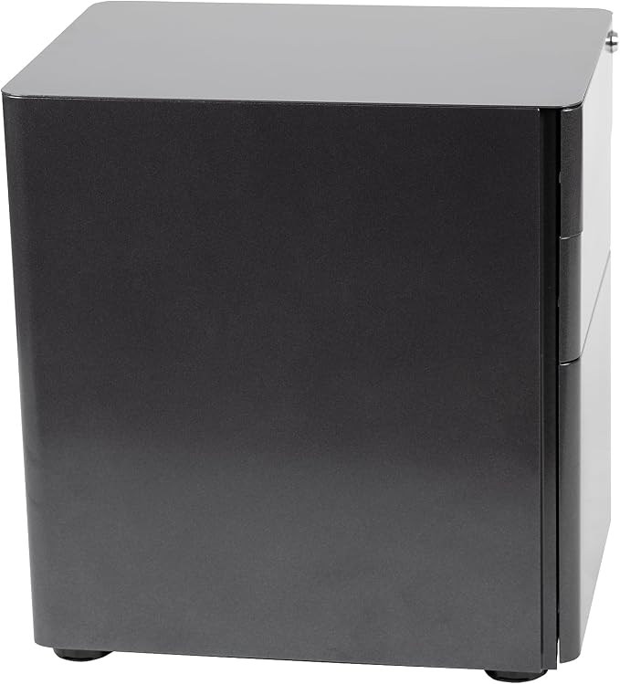 Flash Furniture Warner Modern 3-Drawer Mobile Locking Filing Cabinet with Anti-Tilt Mechanism and Hanging Drawer for Legal & Letter Files, Black