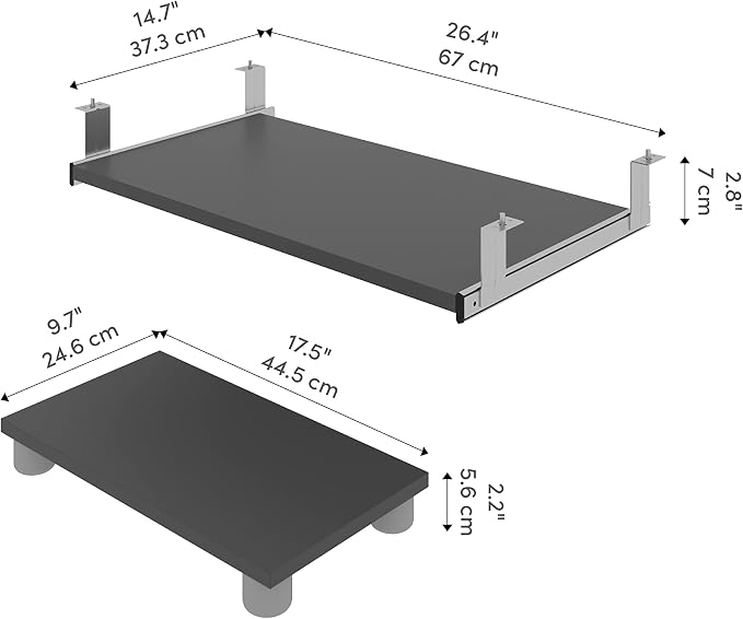 Bestar Connexion 27W Keyboard Tray and CPU Stand in Slate