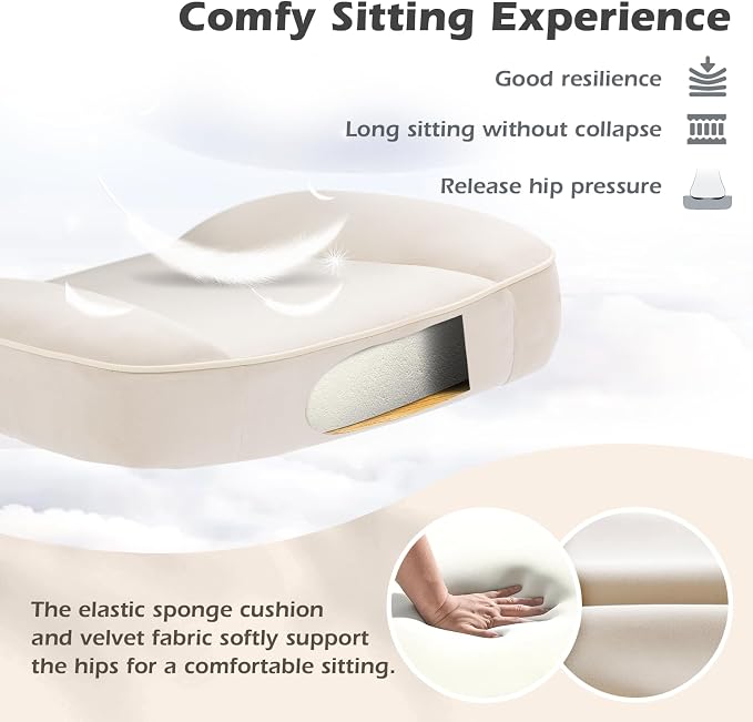 SEATZONE Home Office Desk Chairs with Wheels and Armrests,Office Chair Comfortable Ergonomic Mesh with Teddy Fleece Fabric Executive Computer Chairs for Adults and Teens,Beige