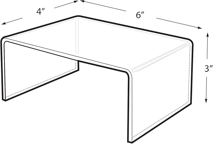 Azar Displays 515334 4" W x 6" D x 3" H Acrylic Riser, clear (4 Pack)
