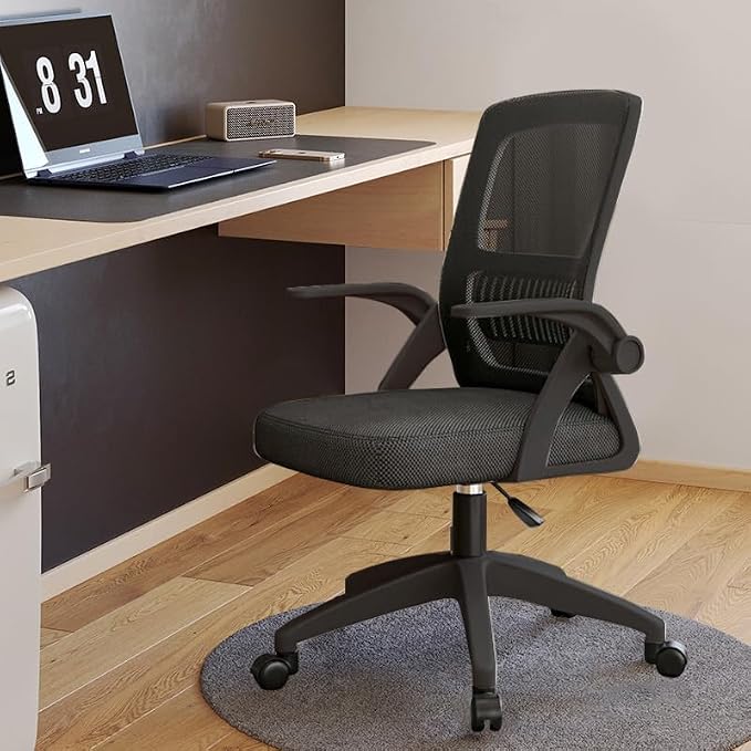 Office Chair, Ergonomic Desk Chair Breathable Mesh Chair Swivel Chair with Flip-Up Arms and Lumbar Support Computer Chair for Home Office