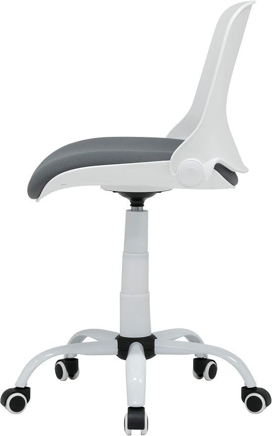 Studio Designs Contoured Folding Swivel Task Chair – Ergonomic Desk Chair with Adjustable Height, Folding Back for Compact Storage, Padded Seat – White