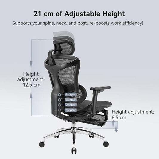 SIHOO Doro C300 Ergonomic Office Chair with Footrest, Ultra Soft 3D Armrests, Dynamic Lumbar Support for Home Office Chair, Adjustable Backrest Desk Chair, Big and Tall Computer Chair 2 Packs (Black)