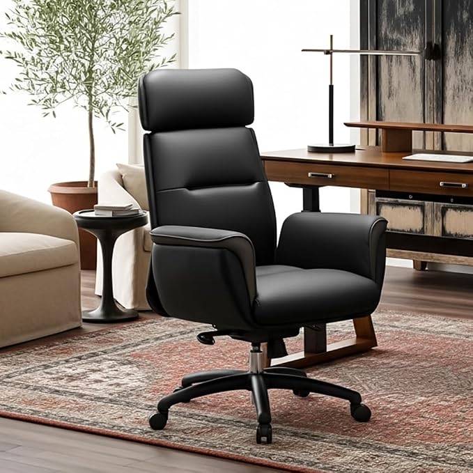 EUREKA ERGONOMIC Royal Ergonomic Office Chair Executive Desk Chair, Microfiber Leather High Back Executive Chair Comfy Ergonomic 360° Swivel with Lumbar for Home Workshop- Black