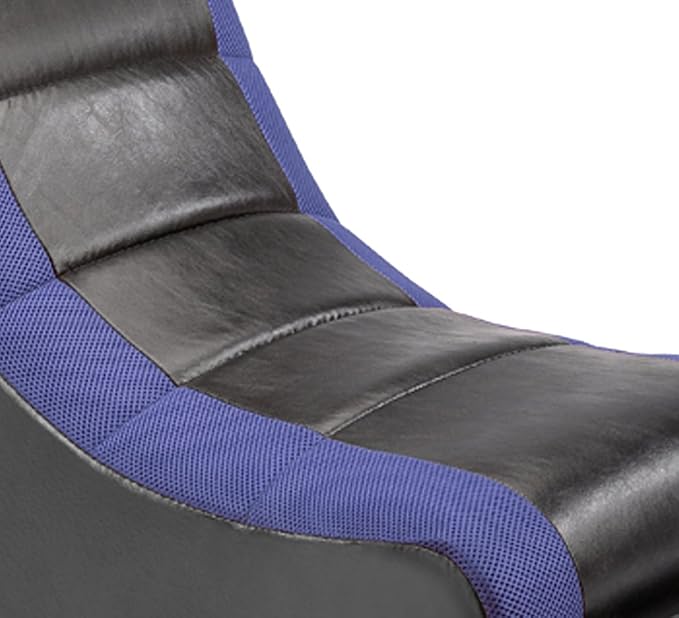 The Crew Furniture Classic Video Rocker Gaming Chair, for Kids and Teens, PU Faux Leather & Polyester Mesh, Black/Blue