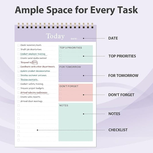 Weekly To Do List Notepad, Undated Planner with 52 Sheets (6.5''x8.9''), Desk Weekly Planner for Women & Man, Home School & Work