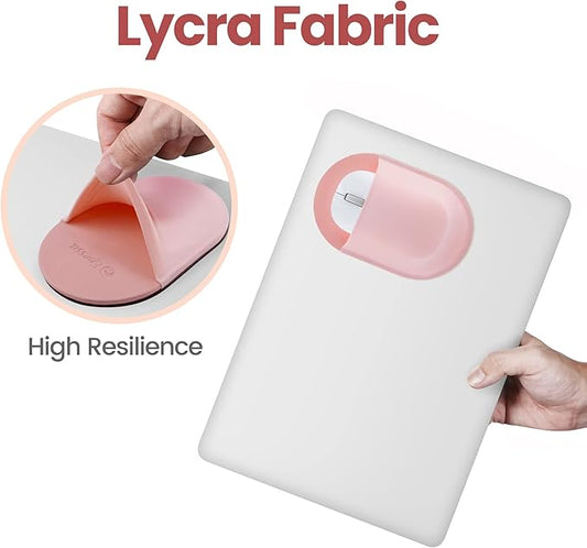Epessa Stick-On Mouse Pouch, Universal Holder for Wireless Mice, Reusable Adhesive, No Glue Residue, Compatible with iPad or MacBook (Pink)