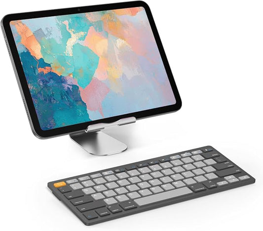 OMOTON Ultra-Slim Bluetooth Keyboard for iPad 11th/10th/9th/8th/7th, iPad Pro/Air/Mini and iPhone Series, Wireless iOS Keyboard with 12 Multimedia Keys for Office, School, Orange & Gray & Deep Gray