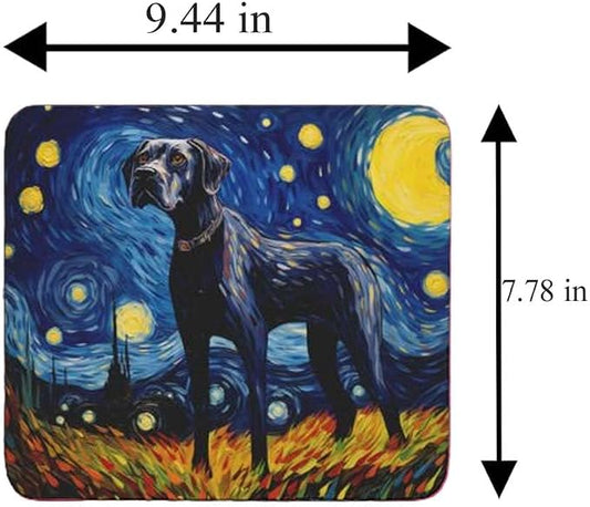 Starry Night Dog Mouse Pad for Computer Laptop Home Office Gaming Working Desk Desktop Accessories Non-Slip Rubber Mouse Pad for Dog Lovers (Great Dane)