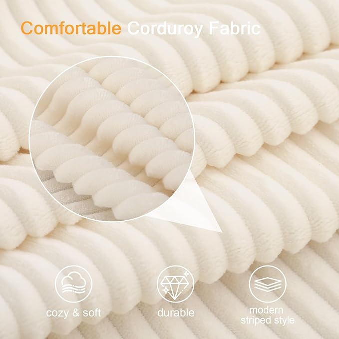 COMAX Futon Sofa Bed, Convertible Folding Sofa Bed, Boneless Couch Loveseat Corduroy with Pillows, Small Foldable Floor Couch Comfy Lounge Sleeper for Living Room Bedroom, Beige