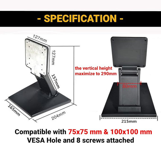 LCD Monitor Stand - VESA Hole 75x75mm & 100x100mm Folding Universal Monitor Desk Bracket