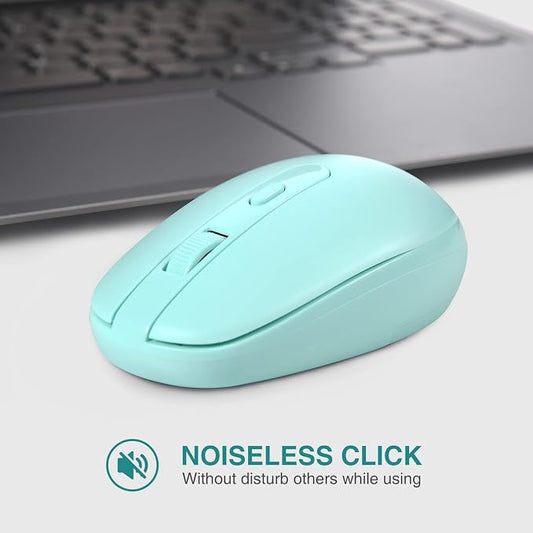 Rii Wireless Mouse RM700 2.4G Silent Mouse with USB Nano Receiver for Laptop,PC,Mac,Chromebook,Windows (Light Cyan)
