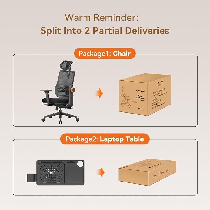 Newtral Office Chair Ergonomic with Footrest, Auto-Following Lumbar Support, High Back Desk Chair with 4D Armrest,136° Tilt Lock, Adjustable Seat Depth & Height