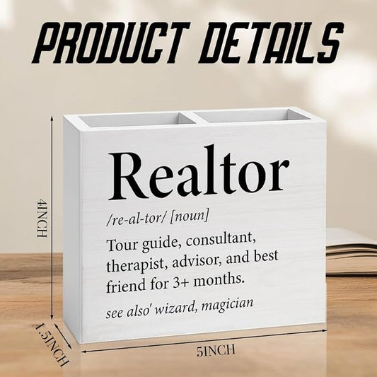 Realtor Gifts Real Estate Agent Gifts Supplies Realtor Wooden Pencil Holder desk decor for Office Home Christmas Birthday Holder2826