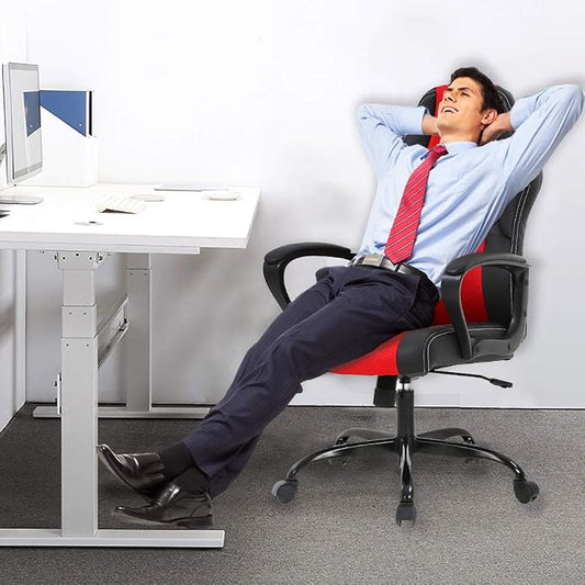BestOffice Office Chair PC Gaming Chair Cheap Desk Chair Ergonomic PU Leather Executive Computer Chair Lumbar Support for Women, Men (Red)