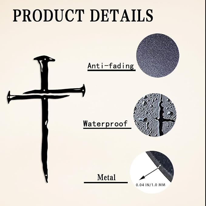 RESACO Wall Cross Jesus Crosses Wall Decor Religious Metal Wall Art Minimalist Decorations for Church Home Office Baptism Decor Gift for a Christian(14x23in)