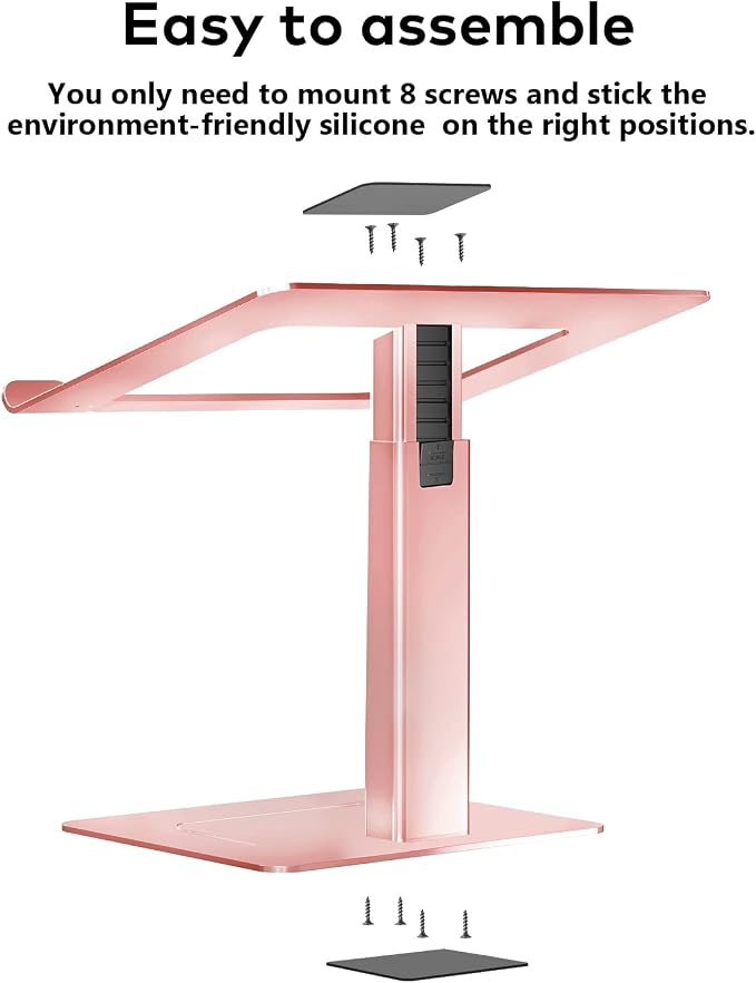 Laptop Stand for Desk, Ergonomic Aluminum Laptop Stand Adjustable Height from 7-15", Sitting and Standing Laptop Riser for 10-17" Notebook