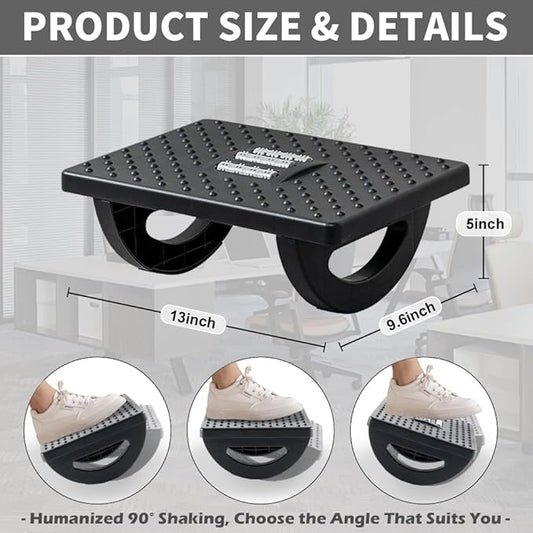 CasaZenith Foot Rest for Under Desk at Work - Ergonomic Foot Stools for Under Office Desk - Rocking Footrest with Roller Massager - Leg Rest for Chair, Computer Gaming -13" L x 9.6" W x 5" H