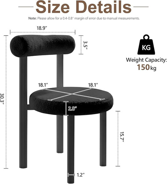Cute Small Armless Desk Chair, Ergonomic Comfy Vanity Chairs Lumbar Support with Back for Makeup, Teddy Fabric Computer Desk Chair for Home, Bedroom, Vanity, Teens, Adults