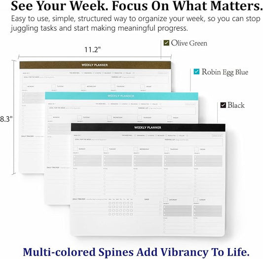 Weekly Dashboard Desk Pad with 55 Undated Sheets - A4 Minimalist Task To-Do List Notepad with Daily Checklist, Priority, Habit Tracker & Notes - ADHD Cleaning Planner for Adults to Improve Productivity